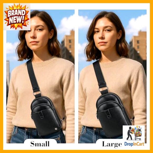 Vintage Crossbody Sling Backpack, Faux Leather, Anti-Theft RFID Blocking, Mini Sling Bag Men Women RFID Blocking Crossbody Backpack  main image 4